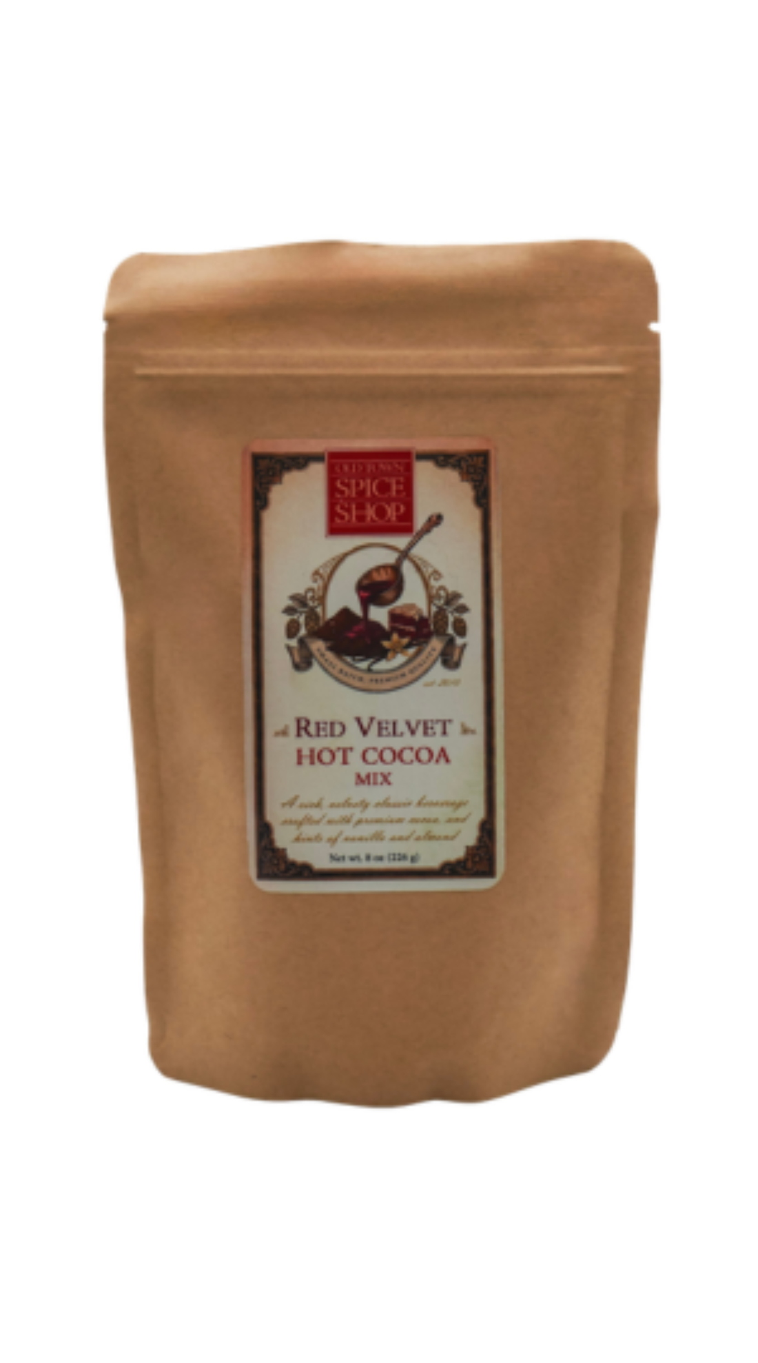 Front of Red Velvet Hot Cocoa Pouch by Old Town Spice Shop